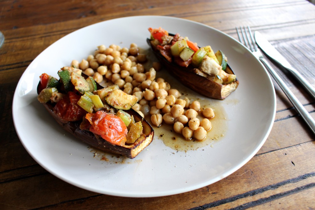 Baked Aubergine with Chickpeas