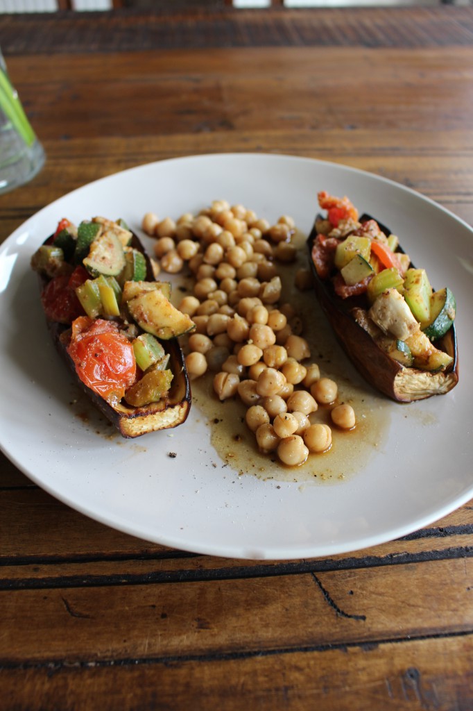 Baked Aubergine with Chickpeas